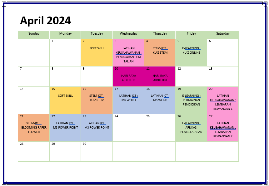 JADUAL AKTIVITI APRIL 24