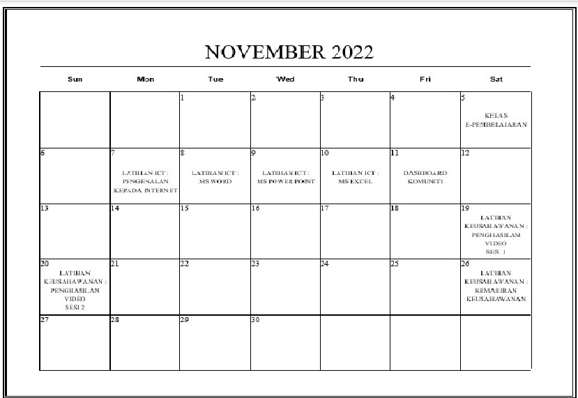 JADUAL AKTIVITI NOV22