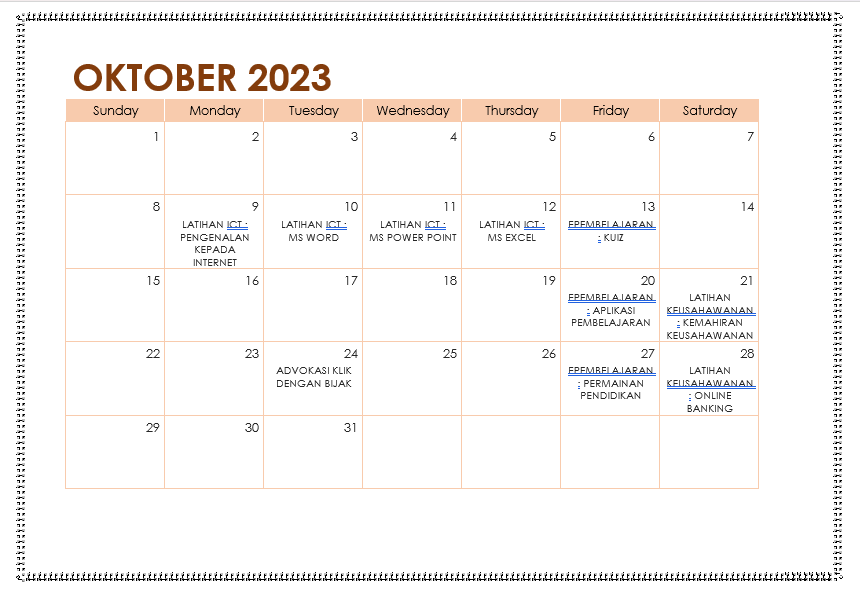 JADUAL AKTIVITI OKTOBER 2023