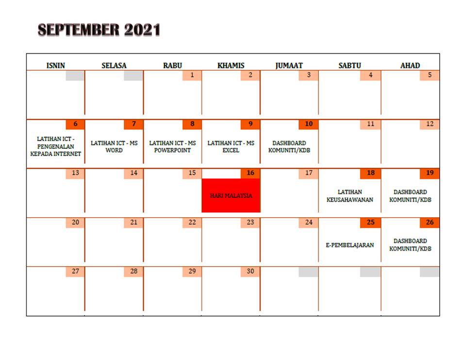 JADUAL AKTIVITI SEPT 21