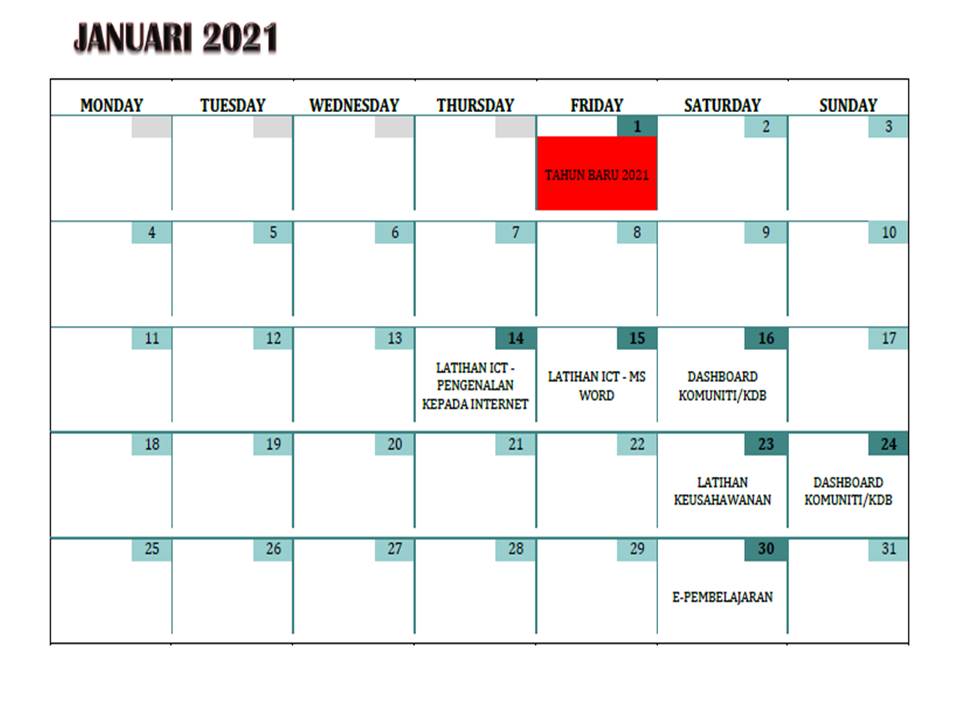 JADUAL AKTTIVITI JANUARI 2021